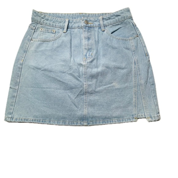 Dazy Dresses & Skirts - Dazy Womens Size S Light Wash Denim Mini Skirt Blue Casual Y2K Jean Skirt